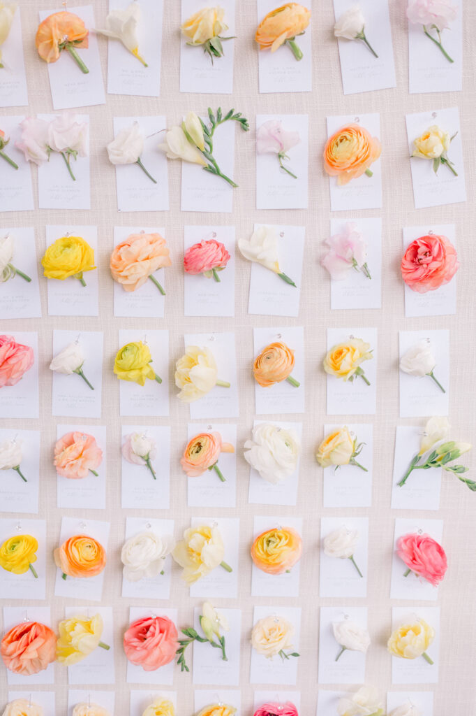 flower details at a garden wedding 