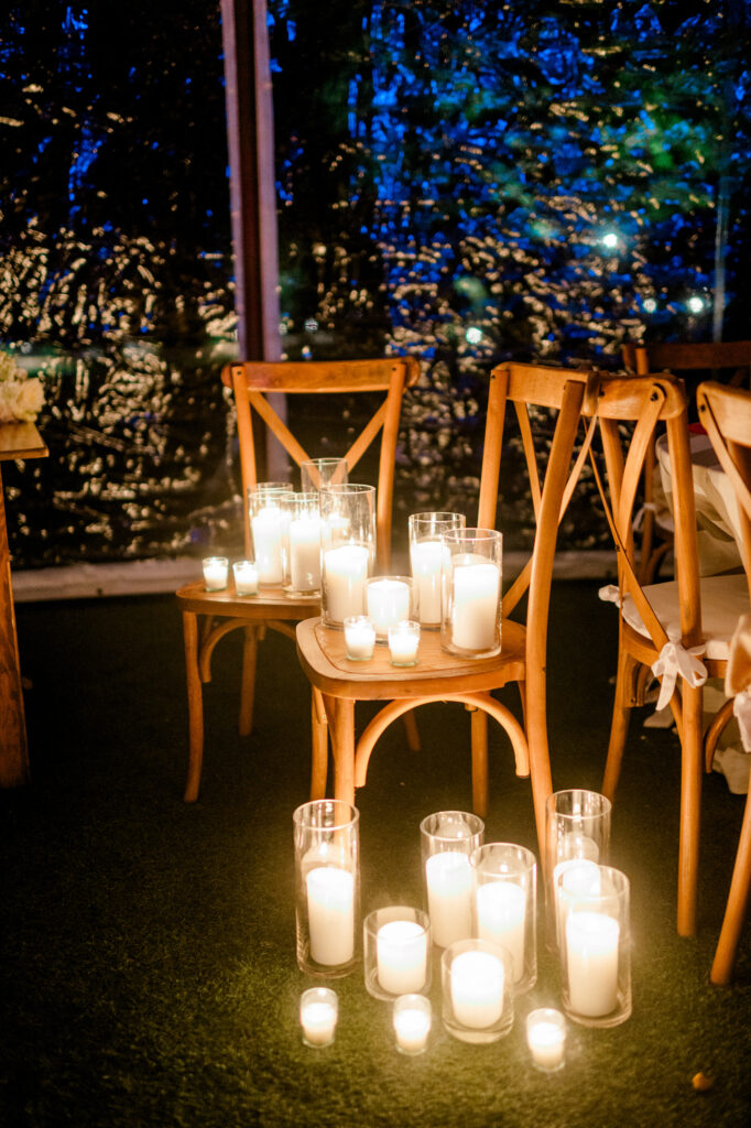 candles and moody lighting at a connecticut wedding