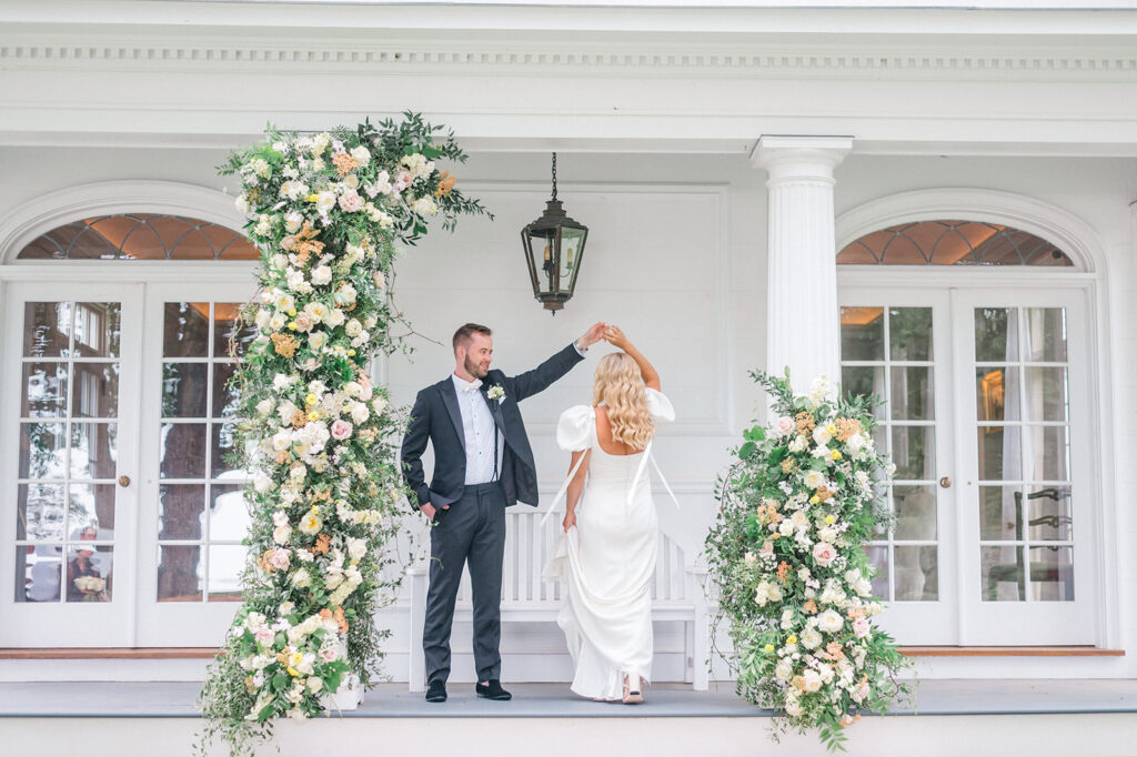 bride and groom garden wedding smith farm gardens