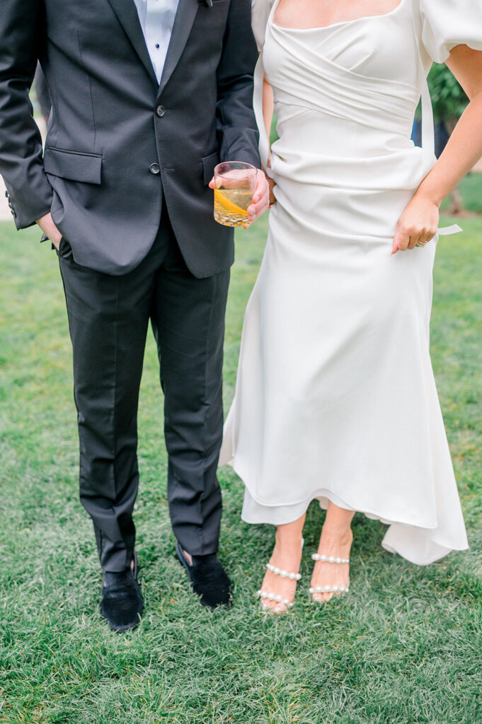 shoe details bride and groom garden wedding