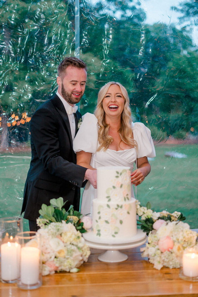 cutting the cake garden wedding smith farm gardens