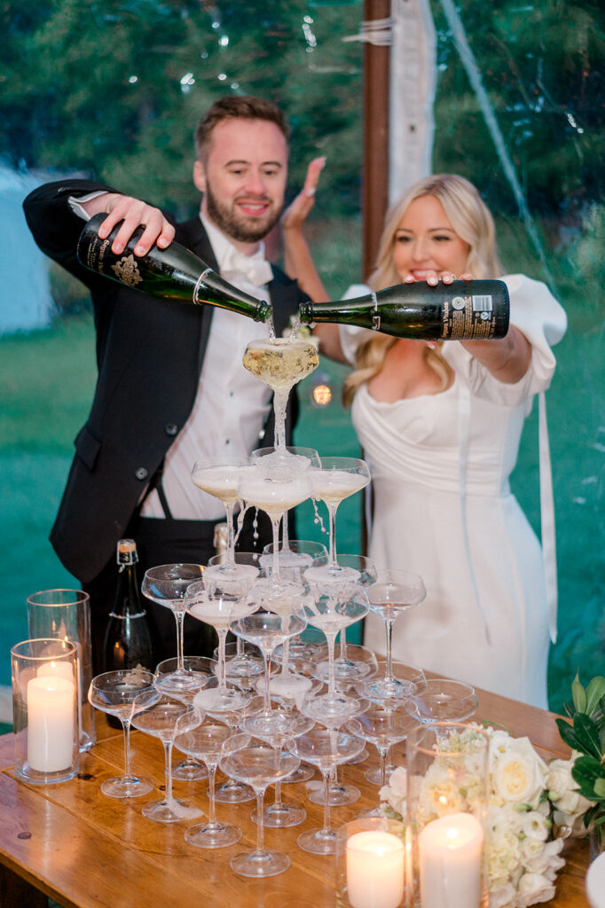 Champagne tower garden wedding smith farm gardens