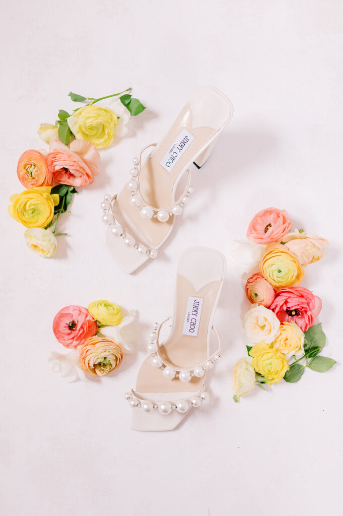 Jimmy Choo bridal shoes detail garden wedding