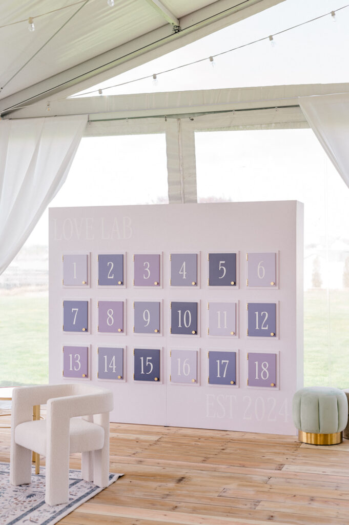 large ombre purple seating chart