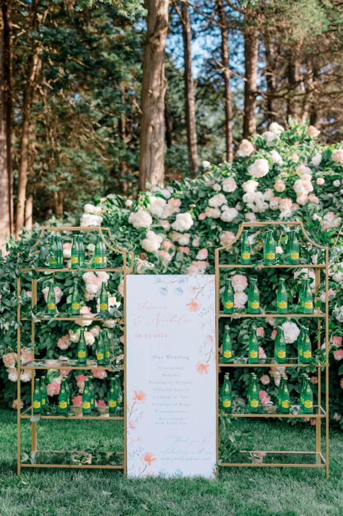 welcome drinks setup signage is one of the biggest 2025 wedding trends