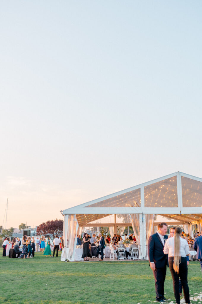 outdoor open air tent wedding at the point at norwalk cove