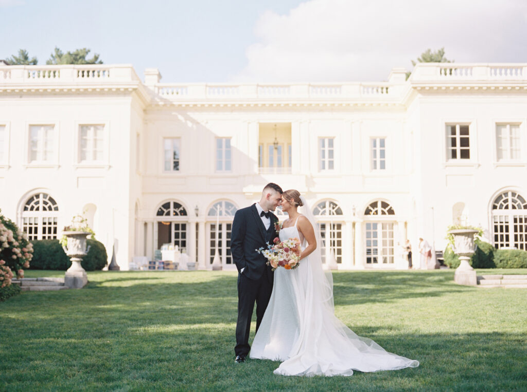 Bride and Groom Wedding Portrait in Front of Wadsworth Mansions Shot by Jennifer Nichole & CO Photography