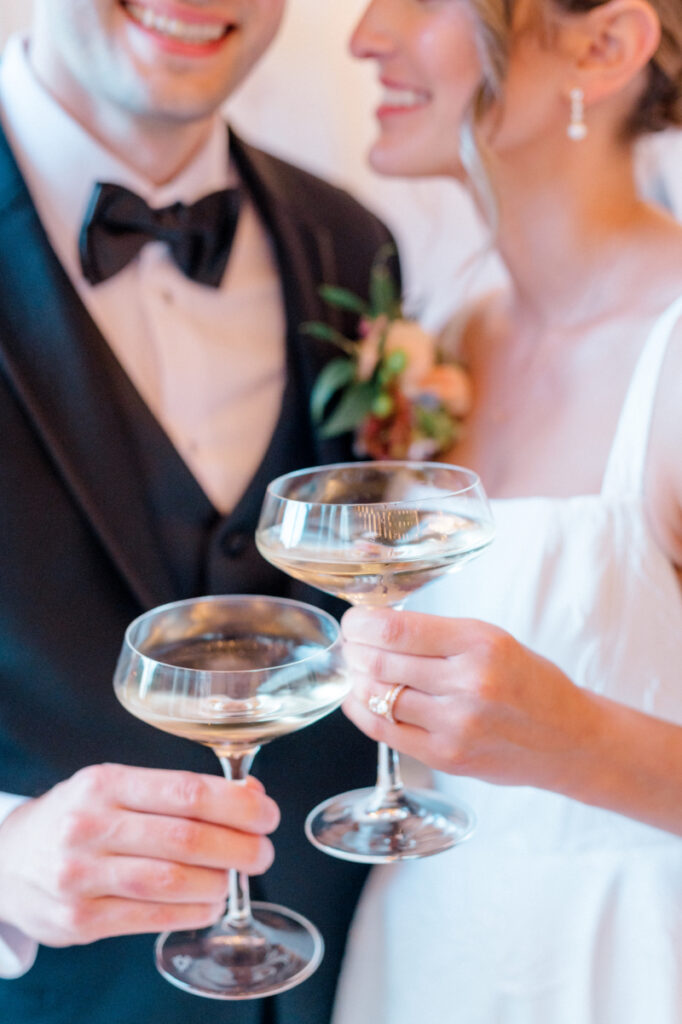 Bride and groom celebrating their marriage at their wedding at Wadsworth Mansion 